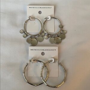 NWT WHBM 2 pairs of silver hoop earrings